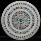 18" marble corner coffee table top semi precious stones inlay room decor
