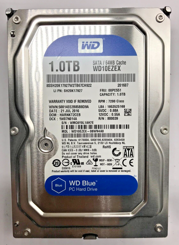 1 TB SATA FESTPLATTE WESTERN DIGITAL BLUE WD10EZEX WD10EZEX-08WN4A0 3,5