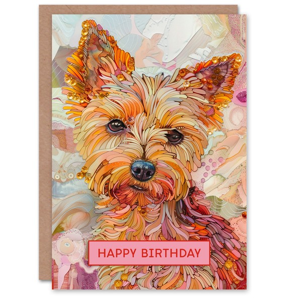 SüßEs Yorkshire Terrier Fraktal Karte Mit Hundemotiv Geburtstagskarte-image