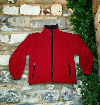 PACIFIC TRAIL Men's Warm FLEECE Full Zip Jacket Red Size Small VINTAGE 