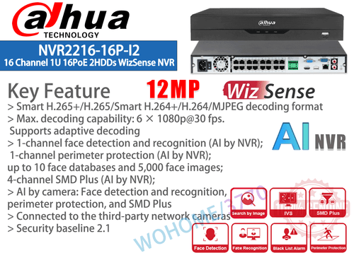 Dahua 4K Camera System AI NVR 16CH 8MP Full Color+IR Dual Light WizSense MIC Lot - Picture 2 of 23