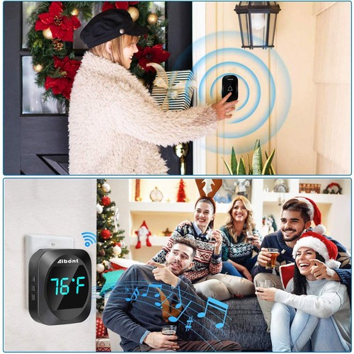 Wireless Doorbell Thermometer Waterproof Door Bell Kit Adjustable Volume 1000ft - Picture 5 of 6
