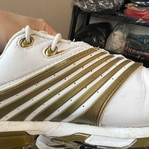 Rare Men's Vintage Y2K Oakley Golf Shoes White Gold 14029-160 Size 8 Distressed - Picture 17 of 19