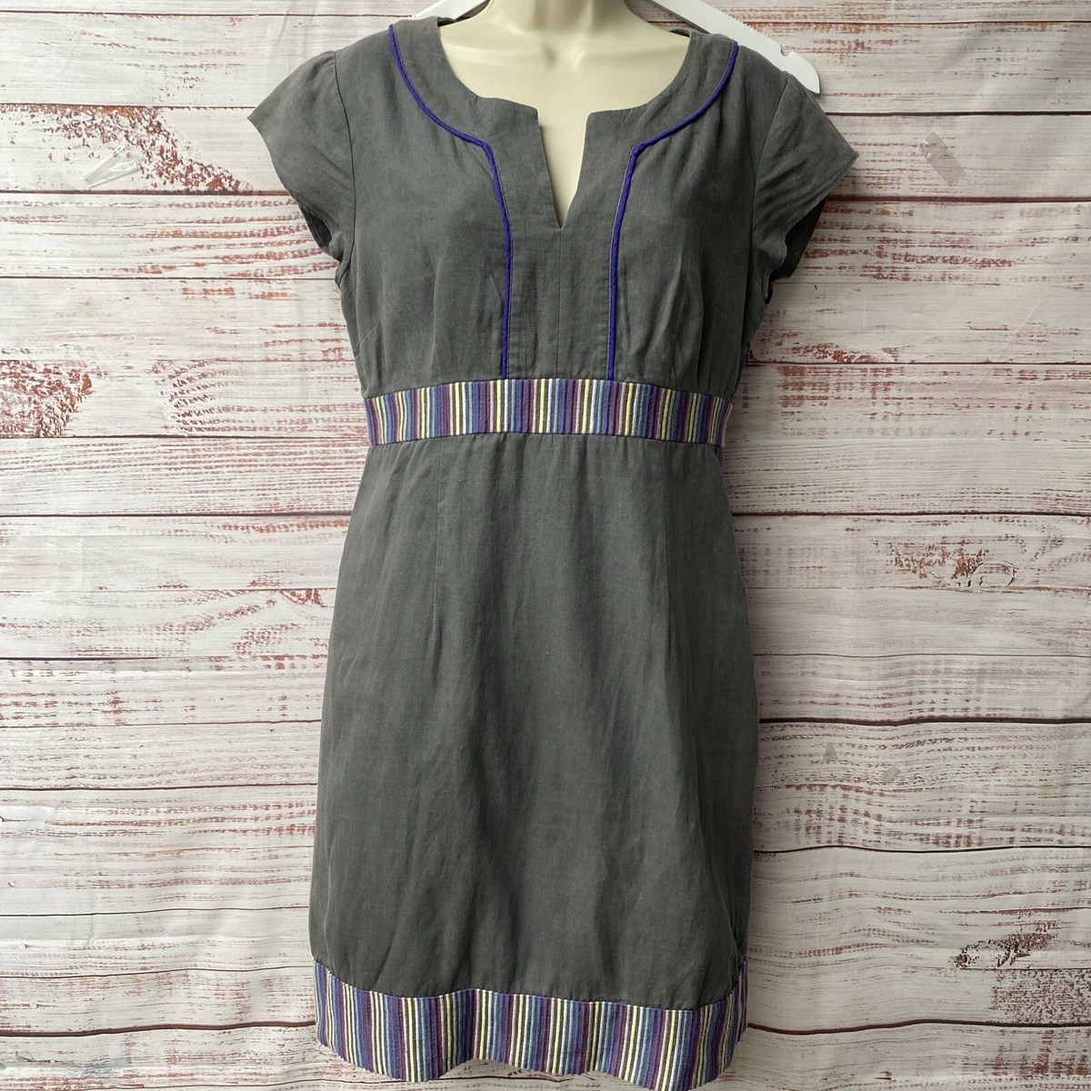 Boden Linen Boden Bea Dress Boden Size Laura Linen Embroidered Shift Dress  In Light Chambray