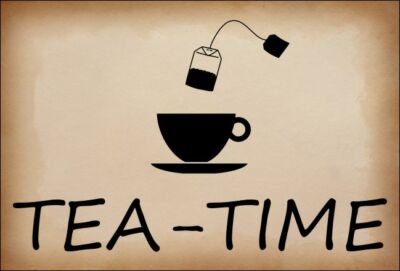 Dekoschild - Tea-Time - Tee Teezeit Geschenk Schild Bild Pause Küche Teepause