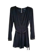 New double zero black longsleeve jumpsuit romper with chain trim wmns sz L