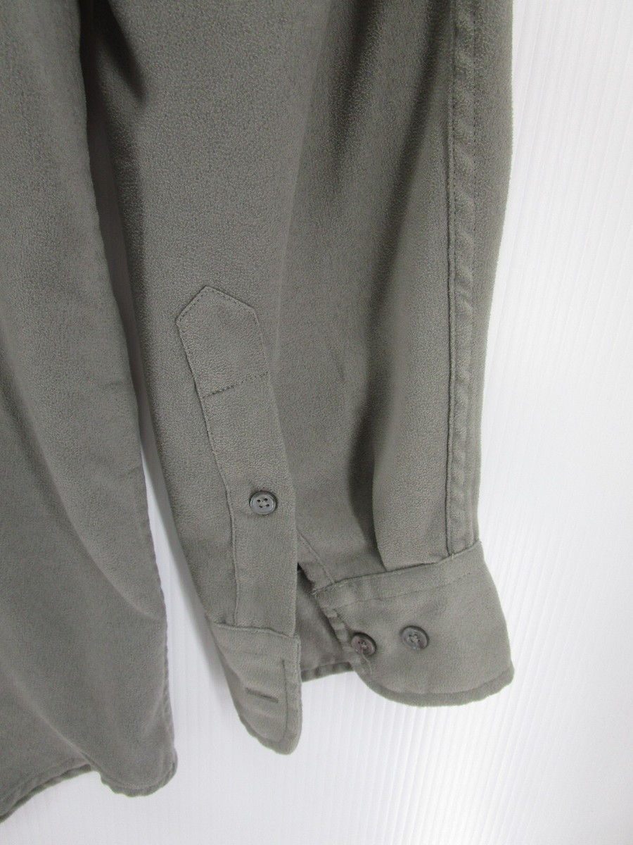 VINTAGE DKNY Shirt Men Large Gray Button Down Faux Suede Preppy