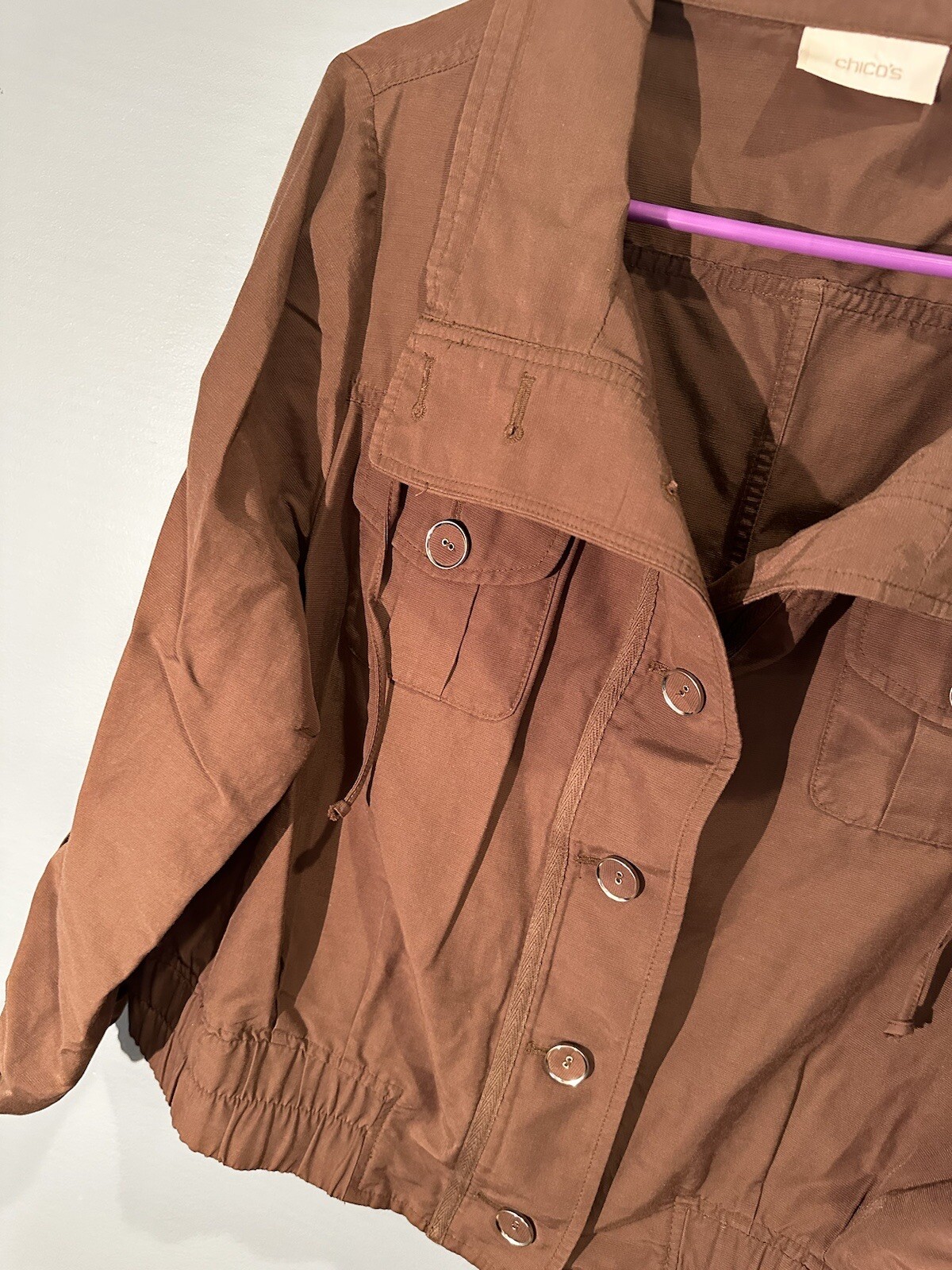 Women’s Chico Brown button Jacket with elastic wa… - image 2