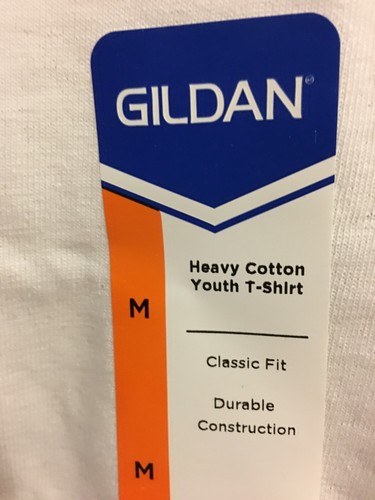BRAND NEW LOT OF 6 BOYS SIZE M 10-12 GILDAN HEAVY COTTON SHORT SLEEVE WHITE tees - Picture 4 of 10