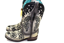 Corral Women's 6.5 M White Overlay Western Boot - Square Toe - A4163