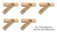 5X Bambus-Schreibset Mit Gravur / Bestehend Aus Kugelschreiber + Druckbleistift