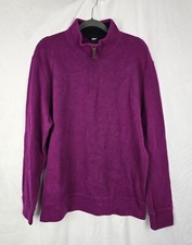 Lands' End Bedford Ribbed Quarter Zip Magenta Pullover Sweater Men's sz L