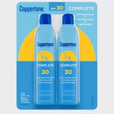 Coppertone Complete SPF 30 Sun Protection Sunscreen Spray 2 pack, 14.6 Oz