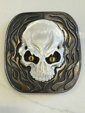 John Winston for J.W. Cooper Sterling Silver Skull Buckle w/ Pearl Skull(1of1)