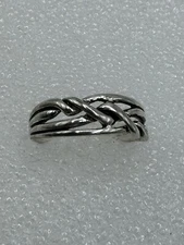 Vintage Sterling Silver 925 THA Braided Designer Ring Size 8.5