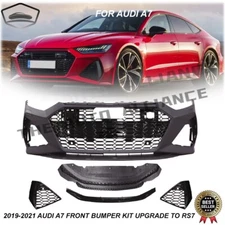 For 2019-2021 Audi A7 Bumper Upgrade RS7 Body Kit Front With Honeycomb W/ Grille