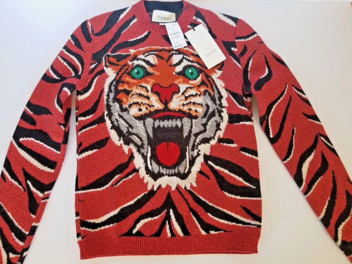 Men's Tiger Intarsia Sweater Wool