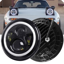 Black 7'' LED Headlight Halo Angel Eye or Mazda MX5 Mk1 Miata Eunos Roadster x1