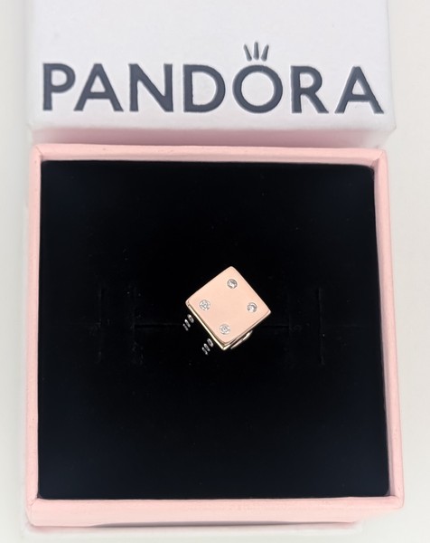 Alternate view of New 100% Authentic Pandora Rose Gold Lady Luck Sparkling Dice Charm 781269c01