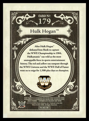 Panini Chronicles WWE 2023 Hulk Hogan púrpura edad de oro/49 - Imagen 2 de 2