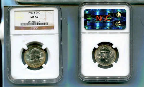 1953 S WASHINGTON SILVER QUARTER NGC MS66 5211Q