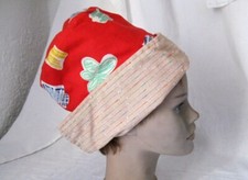 Great girls fabric hat cap hat sewn possibly medieval washing woman red colorful