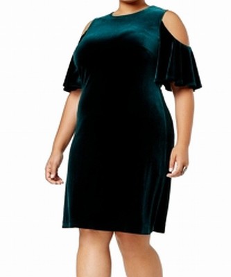 calvin klein green velvet dress