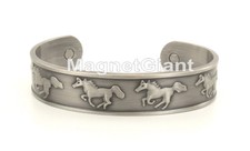 Horses - Silver plating on Solid Copper Magnetic Bangle Bracelet Cuff - BG53S