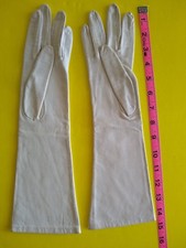 OPERA GLOVES VINTAGE WHITE LEATHER LADIES WOMENS HIGH SOCIETY STUNNING FABULOUS