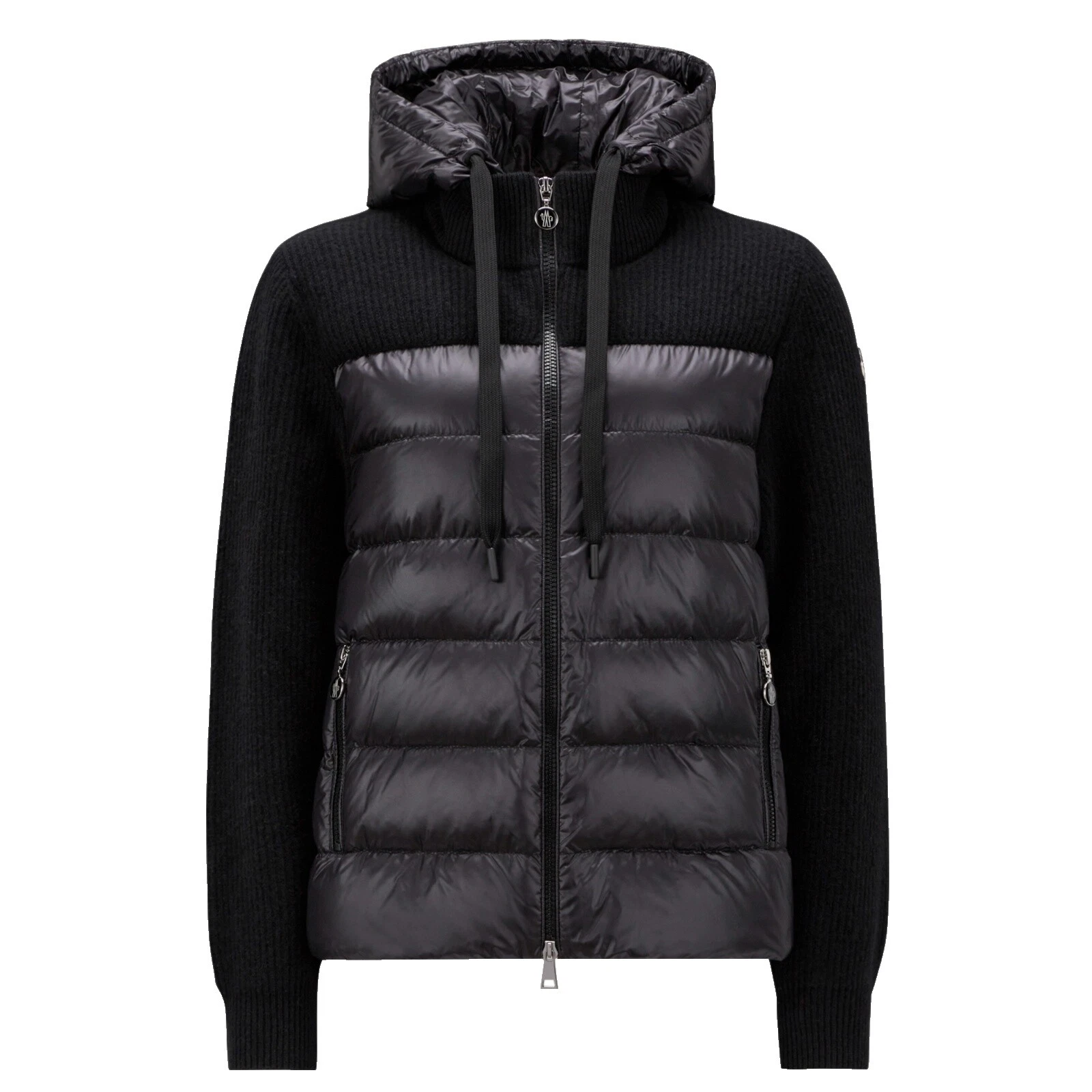 Черные однотонные пальто, куртки и жилеты для женщин Moncler