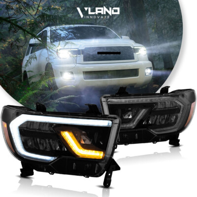VLAND LED Reflector Headlight For Toyota 07-13 Tundra&08-20 Sequoia W/Sequential