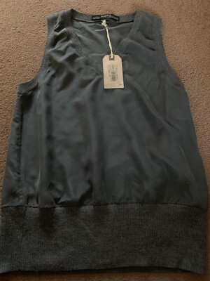Brandneu mit Etikett neu All Saints Damen-Tanktop Seide grau 10 £88 Kayo