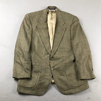 Burberrys Blazer Mens 40 Green Plaid Button Up Suit Jacket
