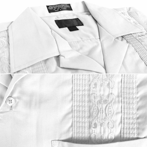 vkwear Men's Guayabera Cuban Beach Wedding Casual Short Sleeve Dress Shirt - Picture 42 of 48