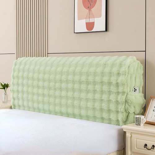 Elastic Headboard Cover Faux Rabbit Fur Thicken Bedhead Protector Slipcover - Bild 11 von 21