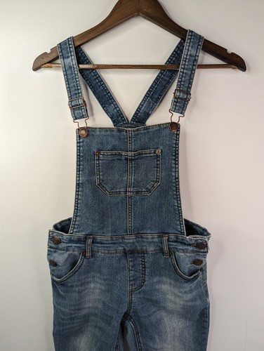 Cherokee Overalls Denim Blue Jeans Skinny Medium Wash Stretch Juniors Large - Picture 2 of 13