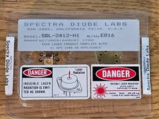 Spectra Physics DIODE LABS SDL-2412-H1 1988 GOLD PLATER LASER DIODE 21 CFR 500mW