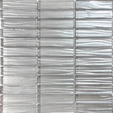 Modern Gray Metallic Wave Cold Spray Stacked Pattern Mosaic Tile Wall Backsplash