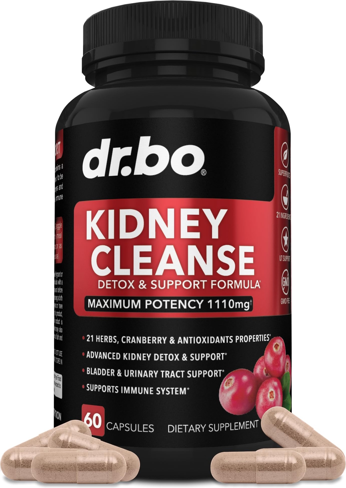 Kidney Cleanse Detox Support Supplement - Natural Cranberry, Juniper Berries,...