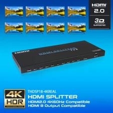 TEC HDMI Splitter 1x8 Out 4K 60Hz Ultra HD HDMI 2.0 Splitter 3D Free Shipping