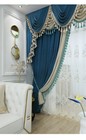 American thick luxury velvet blue cloth blackout curtain valance drape C1457