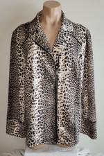 Chicos 3 XL 16-18 Brown Leopard Print Satiny Soft Zipper Front Jacket