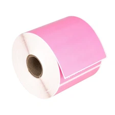 HOUSELABELS 3"x5" Direct Thermal PINK Labels, 1" Core - 1 Roll