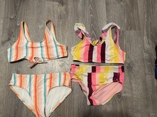 Two Girl  s Striped Bikini Swimsuits Size XL