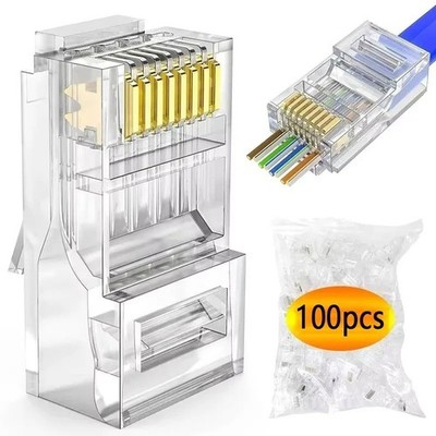 RJ45 Stecker 8P8C Ethernet Stecker für Cat5e/Cat6 LAN Kabel - 5/50/100 Stück