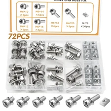 zDwfDc 72PCS Battery Terminal Motorcycle Bolts and Nuts Kit M6*10/12/14/16/18...