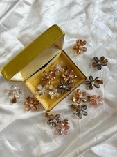 Vintage Shoe Clips Mid Century Mixed Lot Rhinestone Beaded Flowers 16 Pcs NO BOX