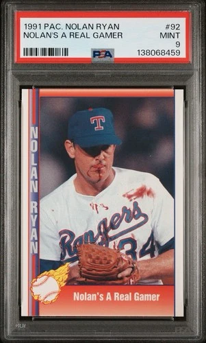 1991 Pacific Texas Express Nolan Ryan #92 Bloody Jersey & Lip PSA 9