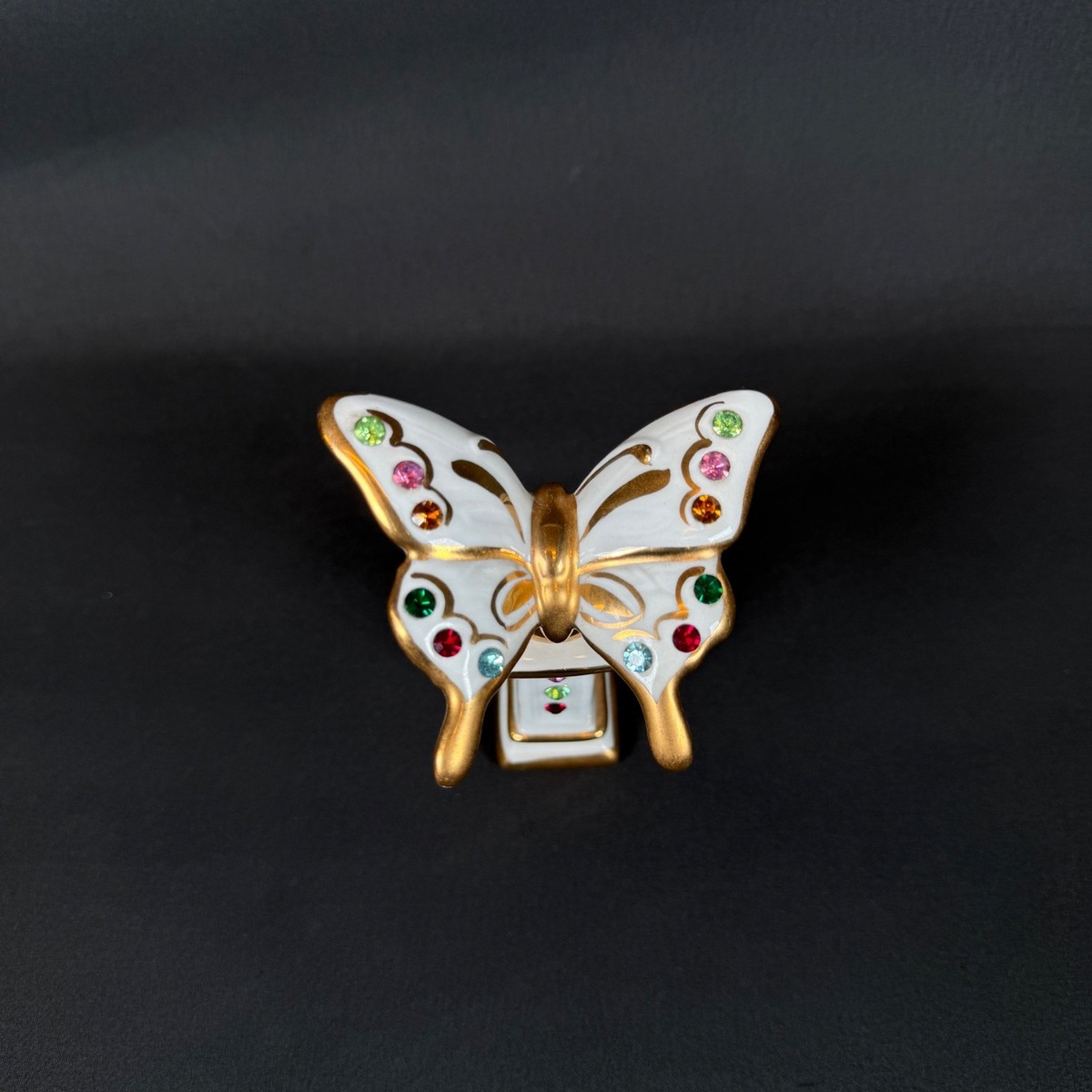 Capodimonte Butterfly porcelain figurine on stand w Swarovski