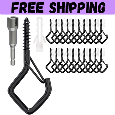 #ad 20 PCS Screw Hooks with Safety Buckle Heavy Duty Ceiling Hooks for Hanging Outd $8.69